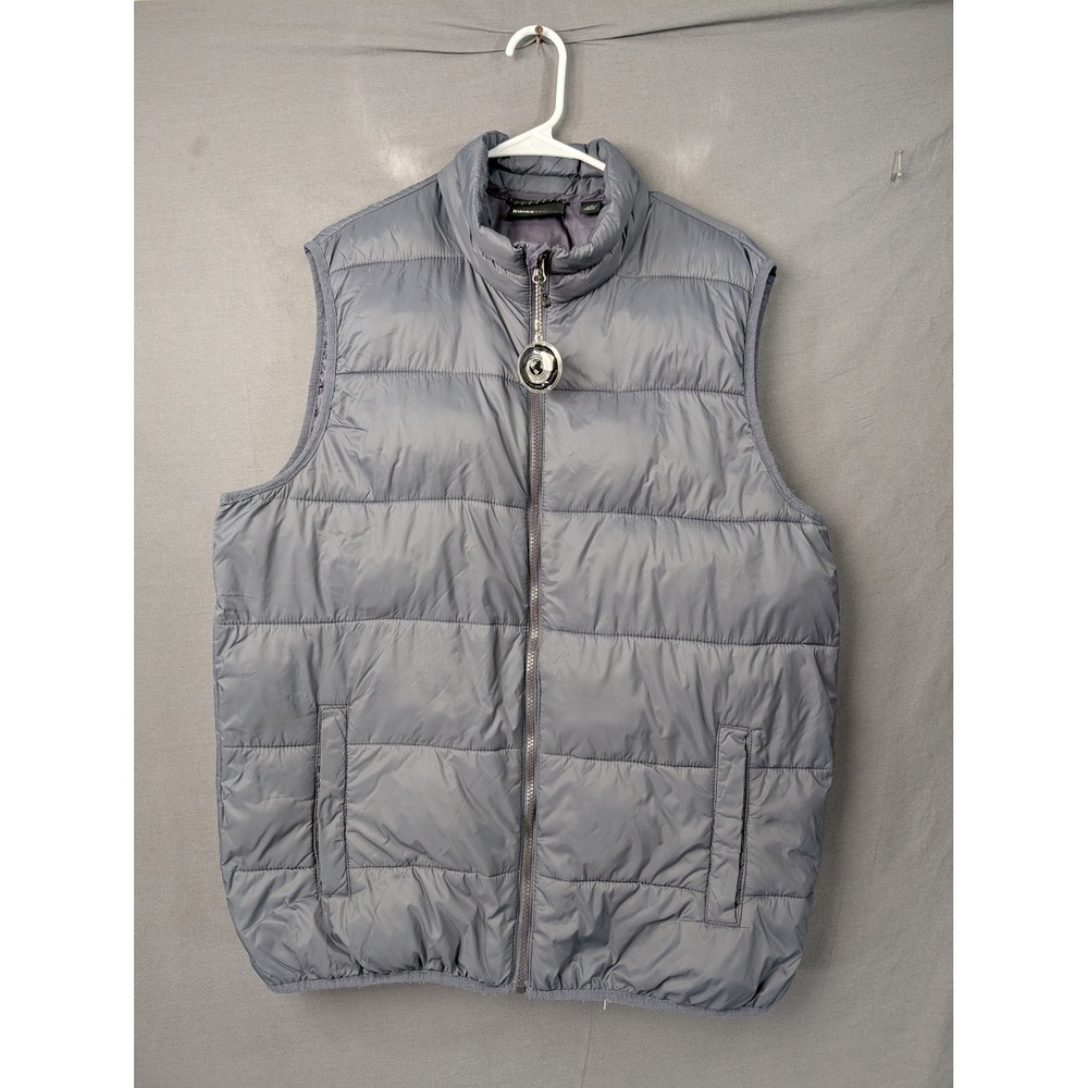 Swiss Tech Mens Puffer Vest Grey Quilted Full Zip Sleeveless Jacket